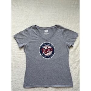 Minnesota Twins Carlos Correa Women Gray V-Neck Graphic Tee L